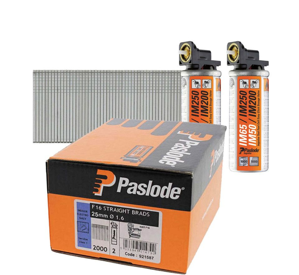 F16 X 25 GLV PASLOAD BRADS 2000  PREPACKED NAILS