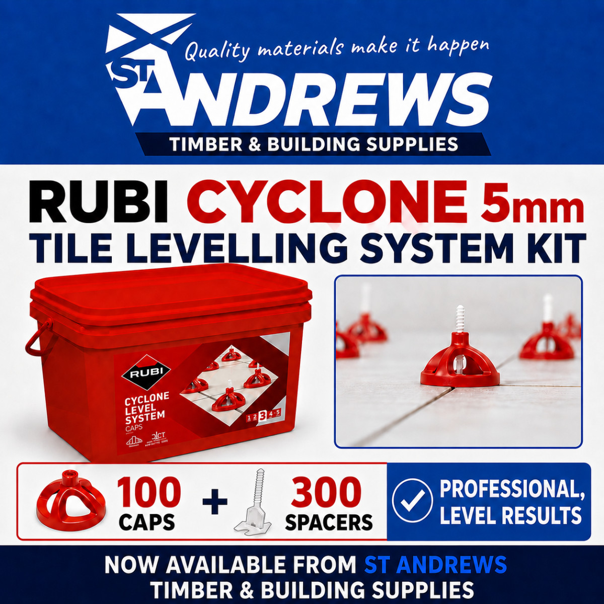 RUBI CYCLONE 5mm TILE LEVELLING SYSTEM KIT