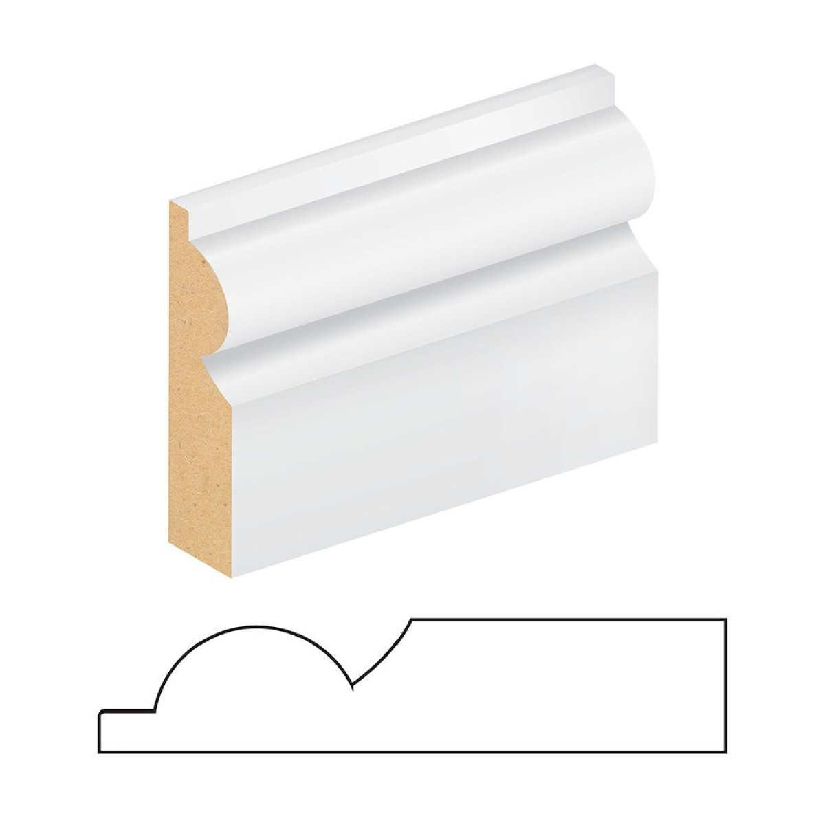 14 X 119 WHITE PRIMED M/R TORUS MDF SKIRTING 5.4M