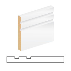 14 X 144 DOUBLE GROOVE M/R WHITE PRIMED MDF SKIRTING 5.4M