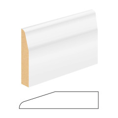 14 X 94 M/R WHITE PRIMED SPLAYED/ROUNDED MDF SKIRTING 5.4M